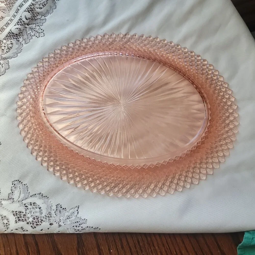 VTG Anchor Hocking Miss America Pink Depression Glass Serving Platter 12